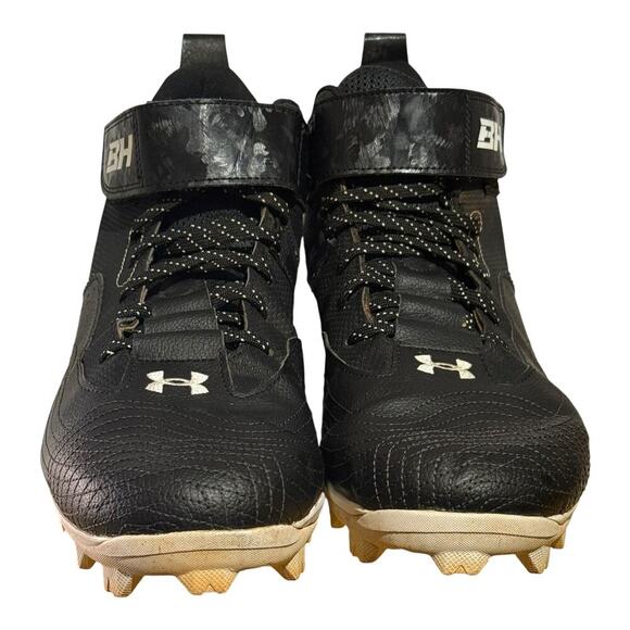 Under Armour Harper 7 RM Baseball Cleats Men's Size 14 Black White Gold Sneakers - Picture 2 of 8